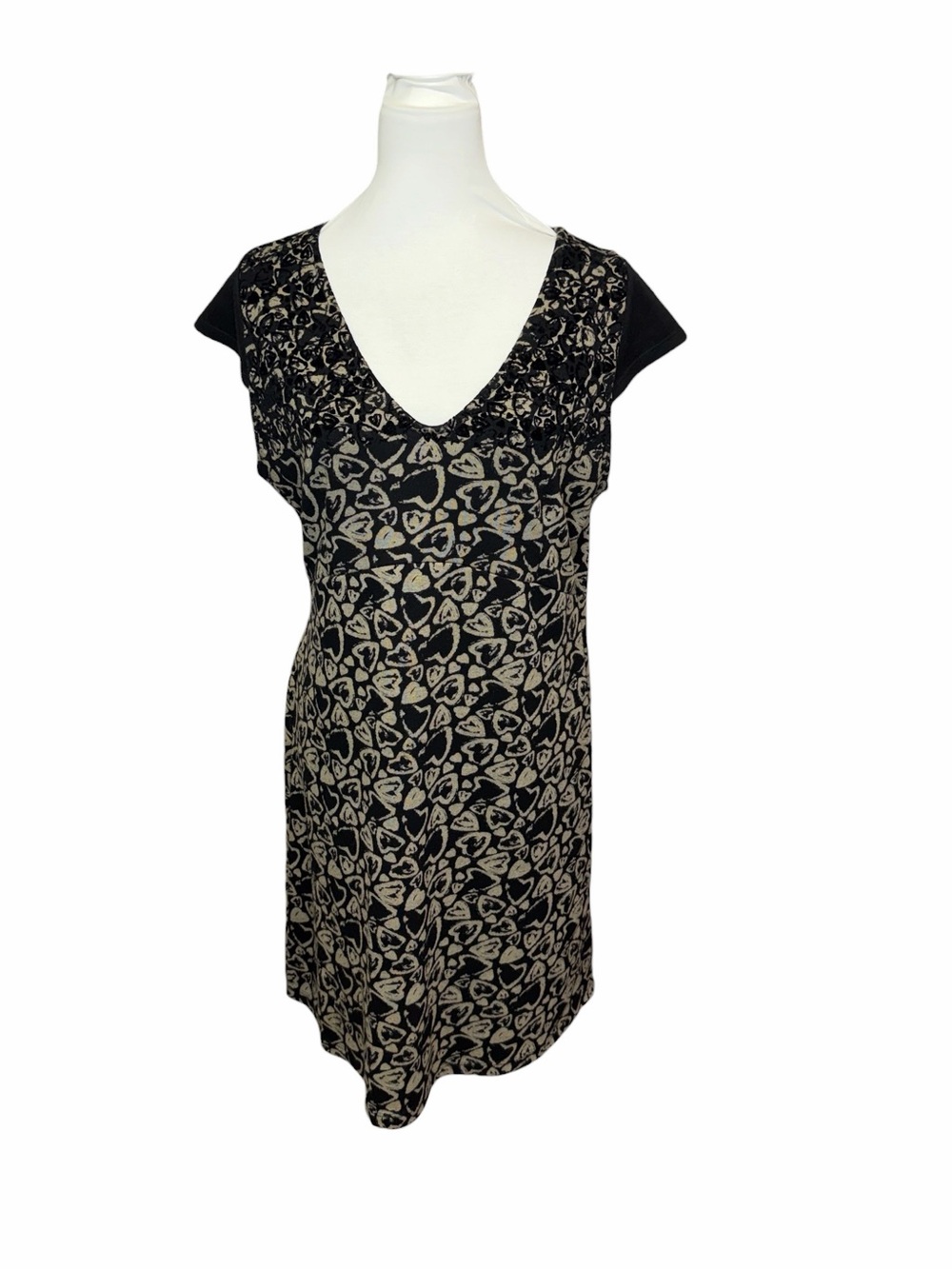 Desigual Black & Cream Heart-Print A-Line Dress